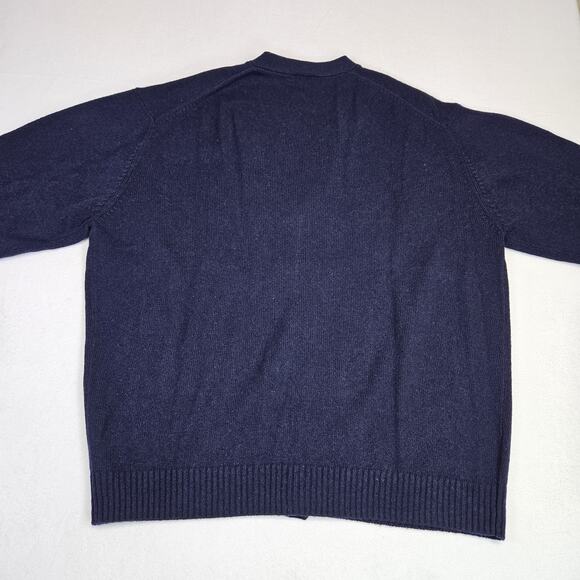 Jos A Bank Cardigan Sweater Mens XXL Navy Lambswool Grandpa Academia Leather 2XL - Picture 5 of 10